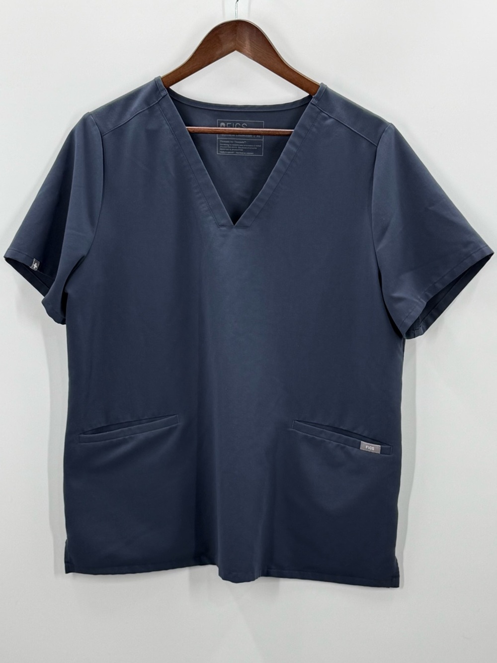342 Figs V-Neck Scrub Top in Navy Blue Technical Collection
